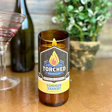 Torched Beer Scented Candles | Natural Soy Wax Candle | Summer Shandy Scent 8 oz | Makes a Great Gift for Men, Beer Lovers, and Collectors | Bar Man-Cave Decor and Accessories