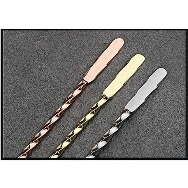 Stainless Steel Coffee Beverage Stirrers Stir Cocktail Drink Swizzle Stick with Small Rectangular Paddles Multicolor