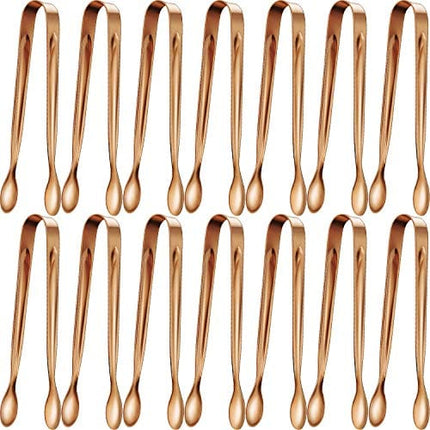 12 Pieces Sugar Tongs Ice Tongs Stainless Steel Mini Serving Tongs Appetizers Tongs Small Kitchen Tongs for Tea Party Coffee Bar Kitchen (4.3 Inch, Rose Gold)