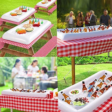 Inflatable Serving Bar Salad Ice Tray Food Drink Containers - BBQ Picnic Pool Party Supplies Buffet Luau Cooler,with a Drain Plug