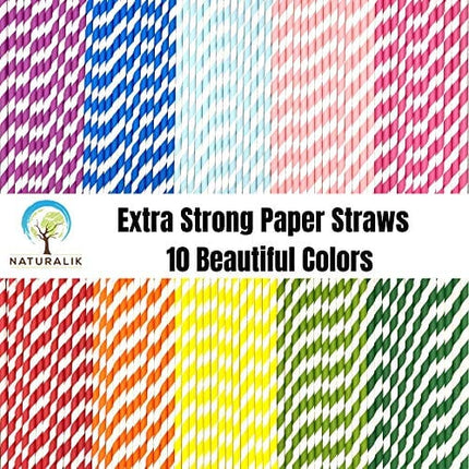 Naturalik 1000 Pack Multicolor Extra Durable Paper Straws Biodegradable - Premium Eco-Friendly Paper Straws Bulk- Drinking Straws for Juices, Restaurants and Party supplies, 7.7" (Multi-Color, 1000ct)