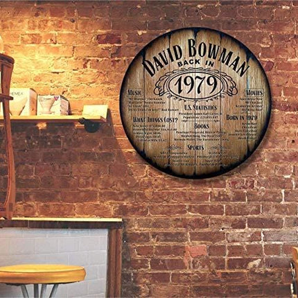 Personalized Birthday Gift or Wedding Anniversary Present, Party Decorations, Custom Wood Sign Inspired by Old Whiskey and Wine Barrels, Rustic Bar Home Decor for Men and Women