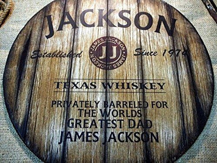 Personalized Decorative Sign Inspired by Old Whiskey Barrel Lids, Custom Gifts for Men, Rustic Living Room Home Bar Man Cave Decor