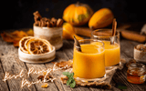 Two glasses of pumpkin drink