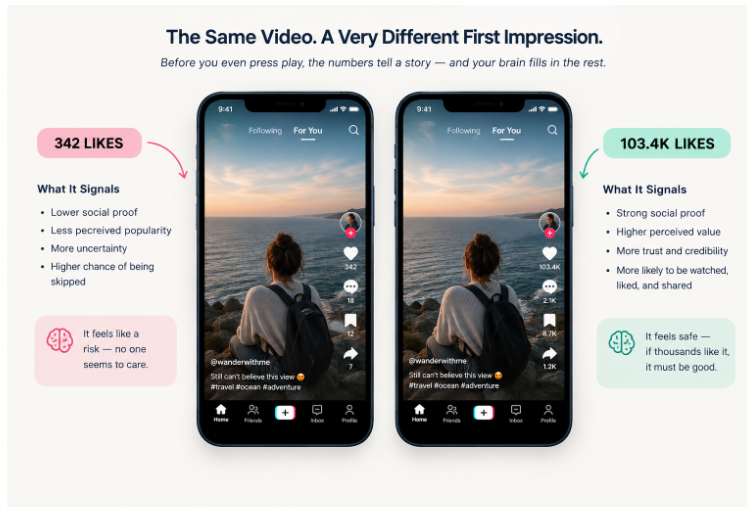 First Impressions on TikTok: How Visible Engagement Shapes Viewer Perception