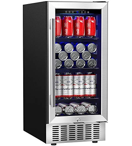 AAOBOSI Beverage Refrigerator 15 Inch 100 Cans Built-in Beverage Cooler with Quiet Operation, Compressor Cooling System, Energy Saving, Adjustable Shelves, Ideal for Beer, Soda, Water or Wine