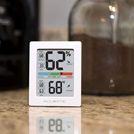 AcuRite Digital Hygrometer with Indoor Monitor and Comfort Scale (01083M) Room Thermometer Gauge with Temperature Humidity, 3 x 2.5 Inches, White