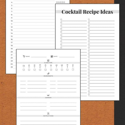 Blank Cocktail Recipe Journal: Cocktail Recipe Organizer - Blank Cocktail Recipe Book To Write In Your Own Recipes - Cocktail Recipe Journal - Bartender Gifts