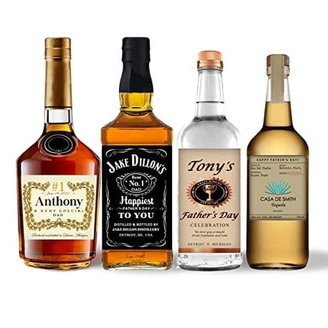 Father's Day Liquor Bottle Label, Personalized Keepsake Gift for Dad, Cognac Whiskey Vodka Tequila
