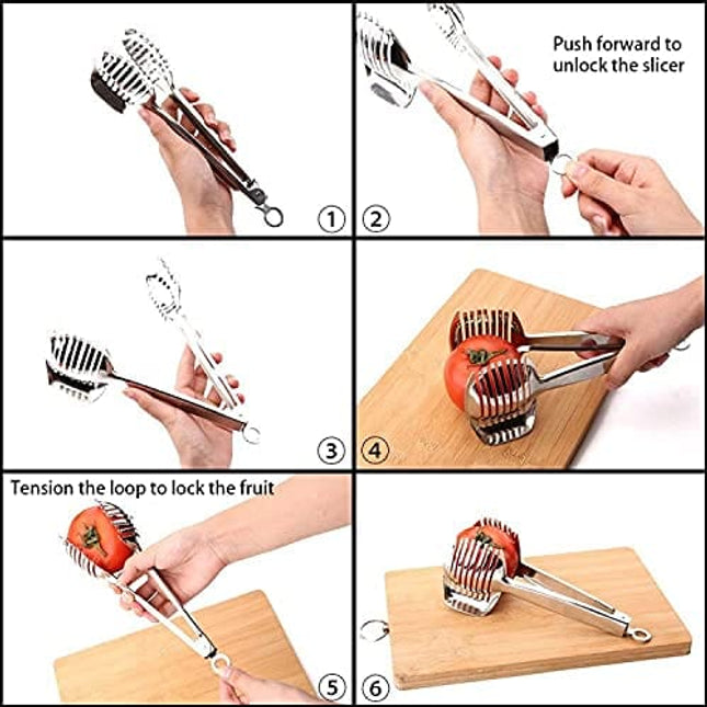 Onion, Tomato, Lemon Slice/Cutter holder Multipurpose Handheld Round Fruit, Stainless Steel, Easy Slicing Fruits & Vegetable Tool, Kitchen Cutting Aid Tool