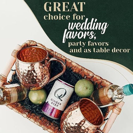 Kitchen Science Moscow Mule Copper Mugs Set of 6 (16oz) | Food Grade 100% Pure Copper Cups | Handcrafted w/Lacquered Hammered Finish, Smooth Rounded Lip, Ergonomic Handle (No Rivet) w/Solid Grip