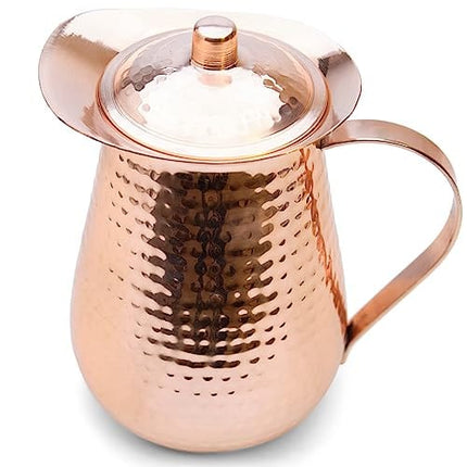 Kitchen Science Pure Copper Pitcher (70 oz. /2000 ml) with Copper Tumblers | Large Copper Water Pitcher for Drinking Water | Copper Vase | Copper Jug | Water Jug Set