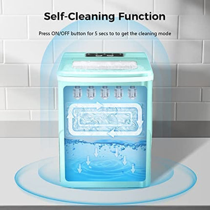 AGLUCKY Portable Countertop Ice Maker,9 Cubes Ready in 6-8 Minutes,Comact Ice Maker Machine with Scoop and Basket
