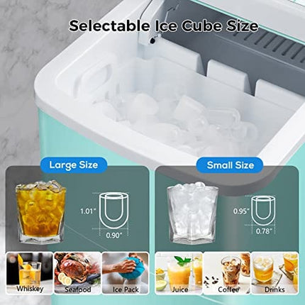 AGLUCKY Portable Countertop Ice Maker,9 Cubes Ready in 6-8 Minutes,Comact Ice Maker Machine with Scoop and Basket