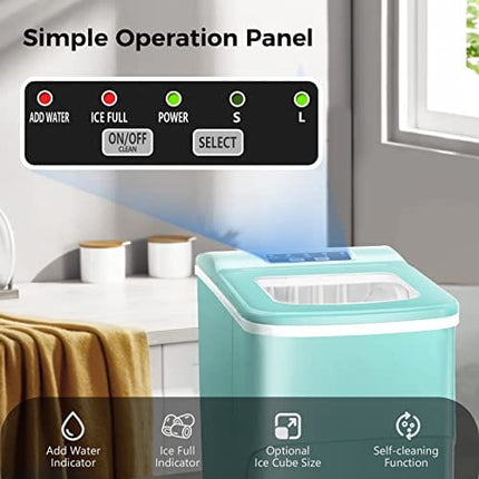 AGLUCKY Portable Countertop Ice Maker,9 Cubes Ready in 6-8 Minutes,Comact Ice Maker Machine with Scoop and Basket