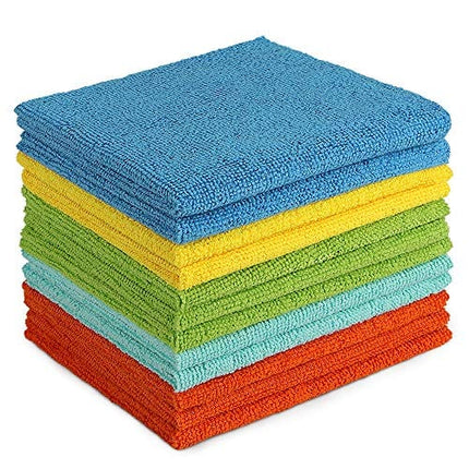AIDEA Microfiber Cleaning Cloths-12Pack, All-Purpose Soft Absorbent Car Cleaning Cloth, Lint Free - Streak Free Wash Cloth for House, Kitchen, Car, Window, Gifts(12in.x 12in.)