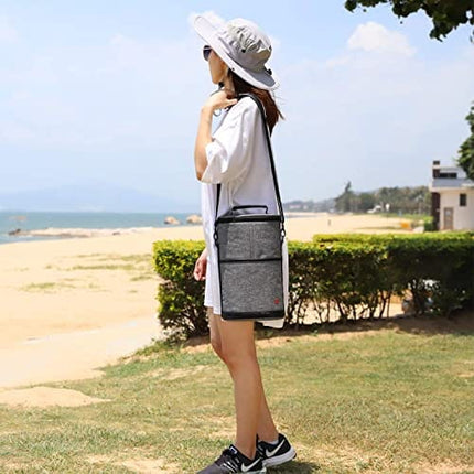 ALLCAMP 2 Bottle Wine Tote Carrier - Insulated Portable Padded Canvas Wine Bag for Travel, BYOB Restaurant, Wine Tasting, Party, Great Christmas Day Gift for Wine Lover，Gray