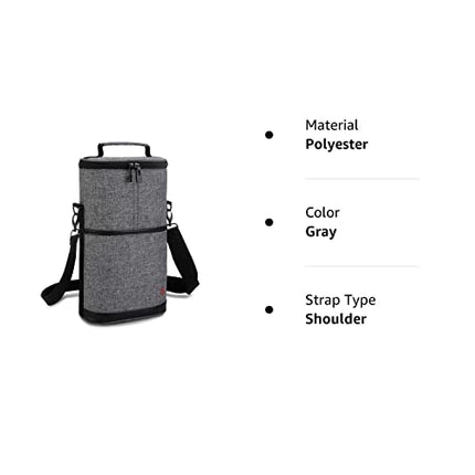 ALLCAMP 2 Bottle Wine Tote Carrier - Insulated Portable Padded Canvas Wine Bag for Travel, BYOB Restaurant, Wine Tasting, Party, Great Christmas Day Gift for Wine Lover，Gray