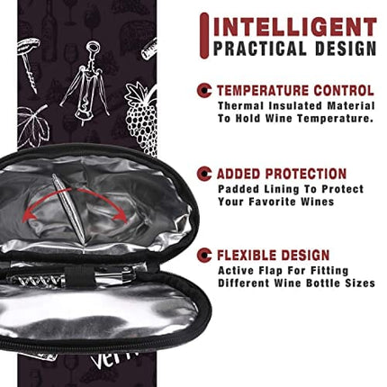 ALLCAMP 2 Bottle Wine Tote Carrier - Insulated Portable Padded Canvas Wine Bag for Travel, BYOB Restaurant, Wine Tasting, Party, Great Christmas Day Gift for Wine Lover，Gray