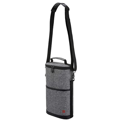 ALLCAMP 2 Bottle Wine Tote Carrier - Insulated Portable Padded Canvas Wine Bag for Travel, BYOB Restaurant, Wine Tasting, Party, Great Christmas Day Gift for Wine Lover，Gray
