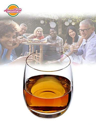 Amallino Whiskey Glasses - Old Fashioned Glass 12oz Set of 2