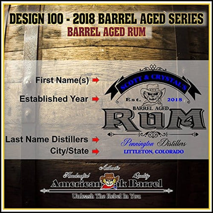 Personalized Rum Making Kit (100) - Create Your Own Spiced Rum - The Outlaw Kit from Skeeter's Reserve Outlaw Gear - MADE BY American Oak Barrel - (Oak, Black Hoops, 2 Liter)
