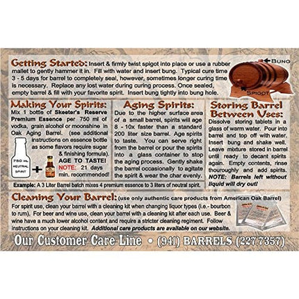 Personalized Rum Making Kit (100) - Create Your Own Spiced Rum - The Outlaw Kit from Skeeter's Reserve Outlaw Gear - MADE BY American Oak Barrel - (Oak, Black Hoops, 2 Liter)