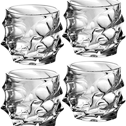 Amlong Crystal Lead-Free Double Old Fashioned Crystal Whiskey Glass - Twist Stylish Design – Perfect for Scotch, Bourbon, Cognac and Cocktail Glasses, 11 oz, Set of 4 With Gift Box