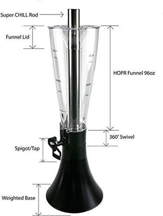HOPR Tabletop Chiller and Beverage Dispenser & Beer Tower - 96 Oz Capacity with Super Chill Rod