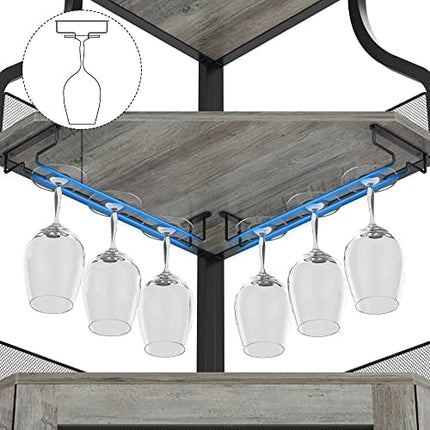 Amyove Corner Bar Cabine, Wine Cabinet with Removable Shelves (Grey)
