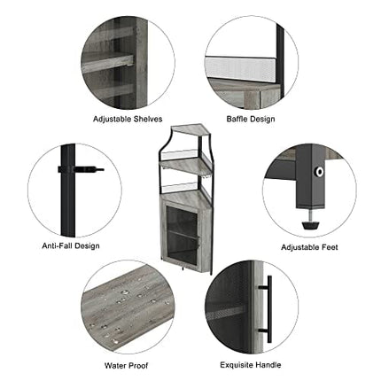 Amyove Corner Bar Cabine, Wine Cabinet with Removable Shelves (Grey)