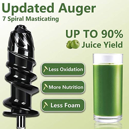 Slow Juicer,AMZCHEF Slow Masticating Juicer Extractor Easy to Clean, Cold Press Juicer Machines with Brush, Juice Extractor with Quiet Motor & Reverse Function, for High Nutrient Fruit & Vegetable Juice