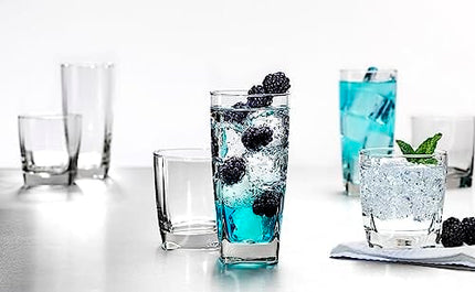 Anchor Hocking Rio Drinking Glasses Set of 16, Rocks and Tumbler Glasses