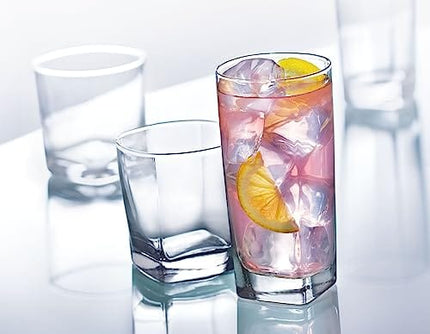 Anchor Hocking Rio Drinking Glasses Set of 16, Rocks and Tumbler Glasses