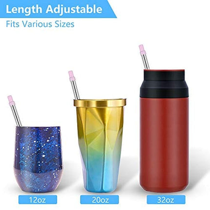 Anpro Portable Straw Collapsible Straw- Reusable Straws with Case, Stainless Steel Telescopic Metal Straws with Key Chain & Cleaning Brush For Travel, Home and Work,Bottle Brush-2 Pack