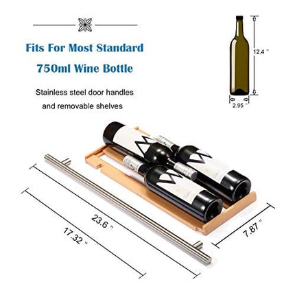 Antarctic Star 12" Wine Cooler Beverage Refrigerator Beer Mini Fridge 18 Bottles Single Zone Built-in Freestanding Stainless Steel Double-Layer Tempered Digital Temperature Memory Function Glass Door