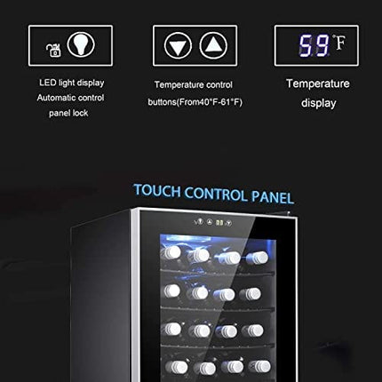Antarctic Star 24 Bottle Wine Cooler/Cabinet Beverage Refrigerator Small Mini Wine Cellar Beer Soda Clear Glass Door Counter Top Bar Fridge Quiet Operation Compressor Adjust Temperature Freestanding