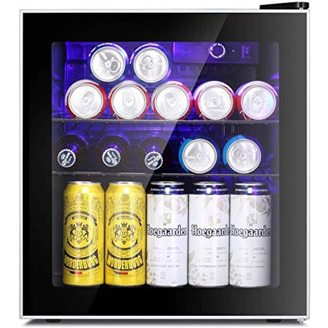 Antarctic Star Mini Fridge Cooler - 75 Can Beverage Refrigerator Glass Door for Beer Soda or Wine – Glass Door Small Drink Dispenser Machine Clear Front Removable for Home, Office or Bar, 1.6cu.ft.