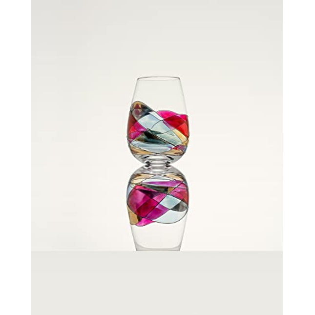 Antoni Barcelona Stemless Wine Glasses 21Oz Hand Painted Mouth Blown Sagrada Familia Gaudi Style Unique Gifts Ideas Authentic Sold Since 2016 Set 2 Original Stainned Crystal Art Lovers