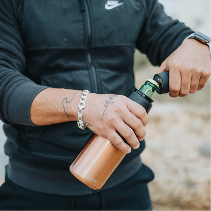 asobu Frosty Beer Holder 2 Go Vacuum Insulated Double Walled Stainless Steel Beer Can and Bottle Cooler with Beer Opener Eco Friendly and Bpa Free(Copper)