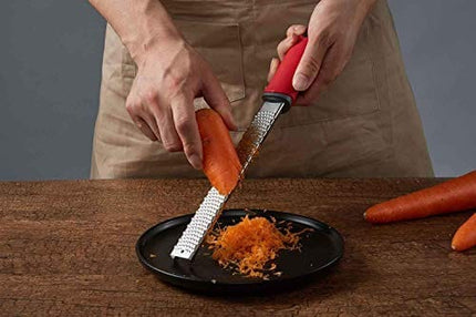 Cheese Grater, Lemon Zester, Handheld Fine Zesters Graters with Upgrade Blades, Chocolate, Parmesan, Coconut, Citrus, Lime, Fruit Zest, Stainless Kitchen Tools and Gadgets, Dishwasher Safe (Red)
