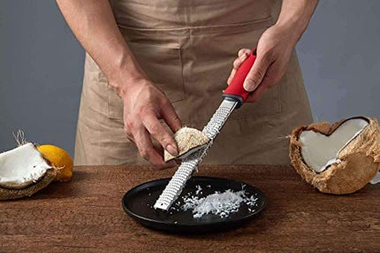 Cheese Grater, Lemon Zester, Handheld Fine Zesters Graters with Upgrade Blades, Chocolate, Parmesan, Coconut, Citrus, Lime, Fruit Zest, Stainless Kitchen Tools and Gadgets, Dishwasher Safe (Red)