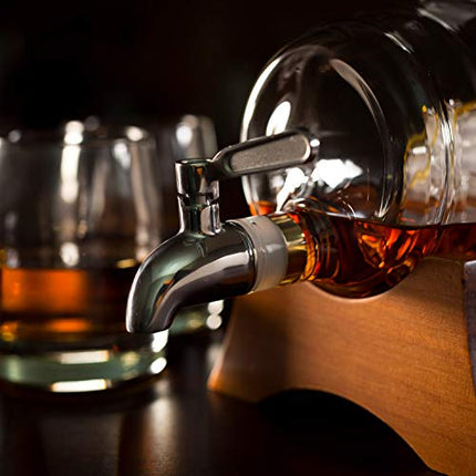 Atterstone Barrel Whiskey Decanter Set - 2 Heavy Whiskey Glasses, 9 Chilling Whisky Stones, for Liquor, Scotch, Bourbon, Whiskey, Brandy - 1000ml Decanter