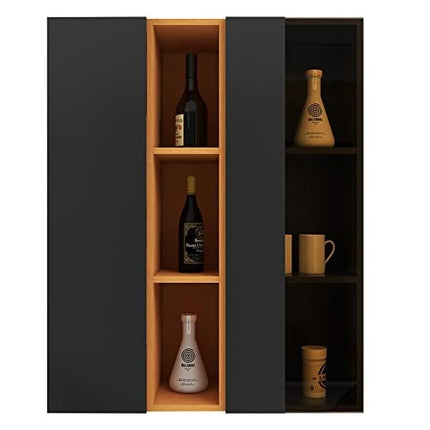 AVZEAR Wall Mounted Wine Rack with Glass Door, Bathroom Wall Cabinet Large Capacity Wall Mounted Bathroom Cabinet, Kitchen Medicine Cabinet with 2 Door (Black)