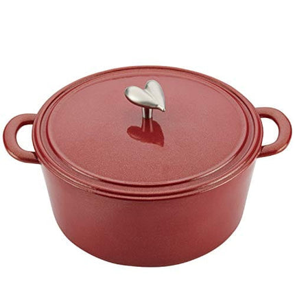 Ayesha Curry Cast Iron Enamel Casserole Dish/ Casserole Pan / Dutch Oven with Lid - 6 Quart, Sienna Red