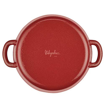 Ayesha Curry Cast Iron Enamel Casserole Dish/ Casserole Pan / Dutch Oven with Lid - 6 Quart, Sienna Red