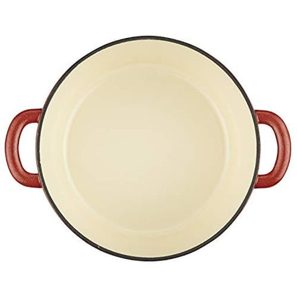 Ayesha Curry Cast Iron Enamel Casserole Dish/ Casserole Pan / Dutch Oven with Lid - 6 Quart, Sienna Red