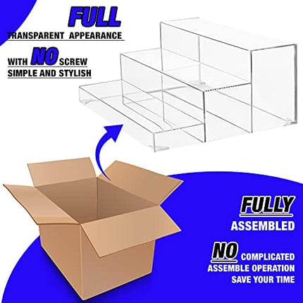 BARsics 3-Tiers Assembled Back Bar Bottle Rack Display, Clear Acrylic Stand Riser 16x6.5x12.5 inches