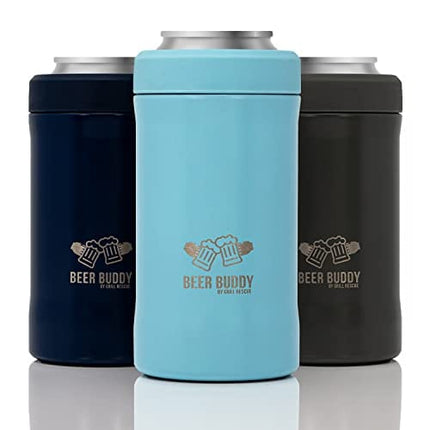 Grill Rescue Insulated Can Holder – Vacuum-Sealed Stainless Steel – Beer Bottle Insulator for Cold Beverages – Thermos Beer Cooler Suited for Any Size Drink - One Size Fits All (Matte Turquoise)
