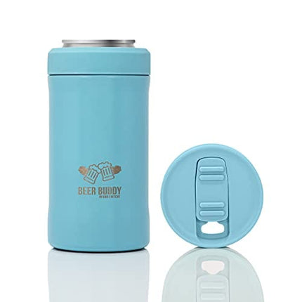 Grill Rescue Insulated Can Holder – Vacuum-Sealed Stainless Steel – Beer Bottle Insulator for Cold Beverages – Thermos Beer Cooler Suited for Any Size Drink - One Size Fits All (Matte Turquoise)